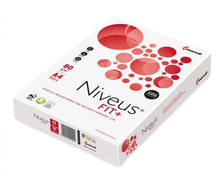 Папір для друку NIVEUS Fit+ A4, 80 г/м2, 500 арк., білий